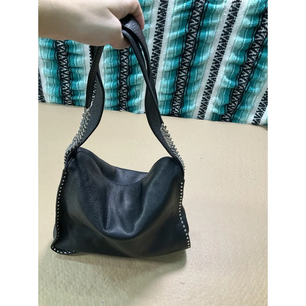 Michael Kors Astor Silver Studded Black Leather Large Hobo